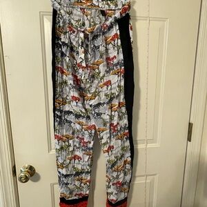 Black Track Pants with Elastic Waistband and Relaxed Fit